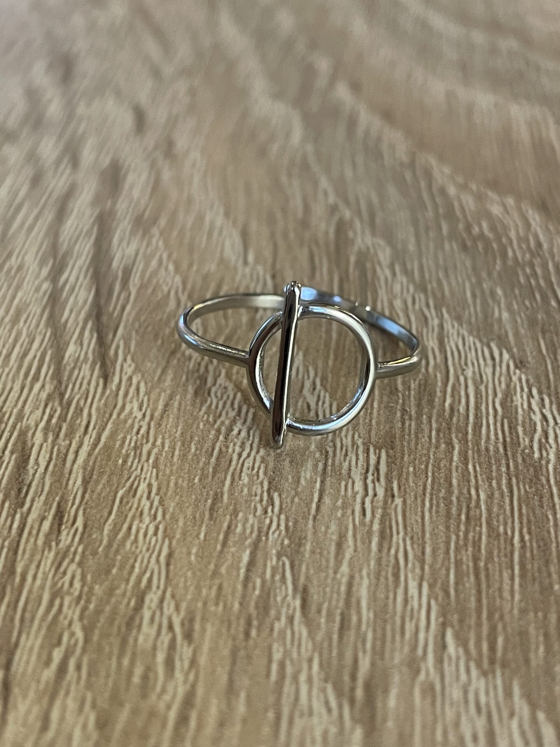 Bague rond barré fin argenté en acier inoxydable