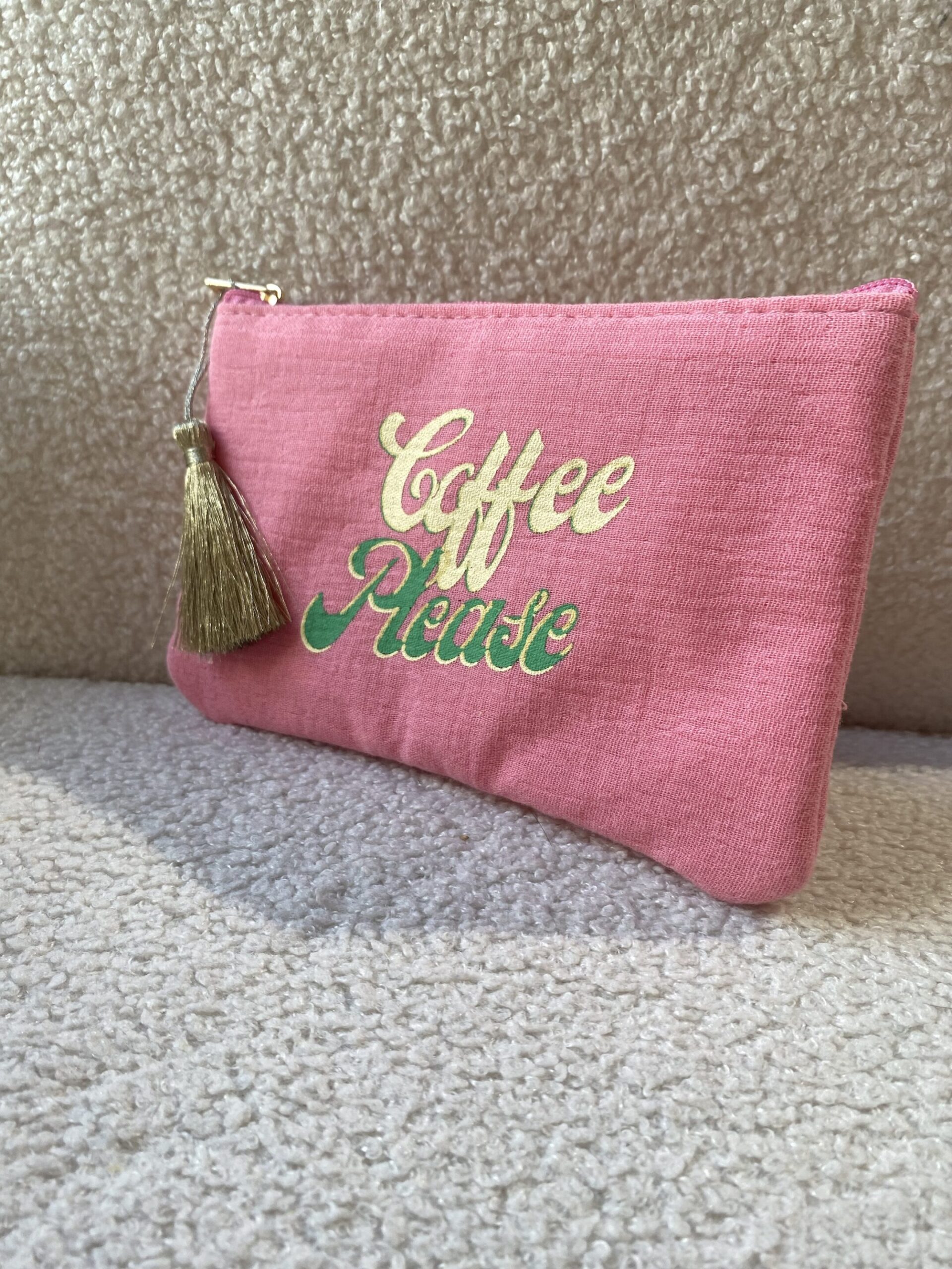 Petite pochette rose « Coffee Please »